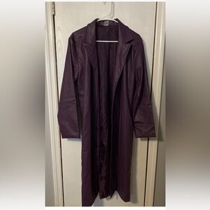 Suicide Squad Cosplay Purple Trench Jacket Sz M Button Up Faux Leather Joker